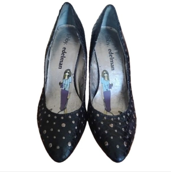 libby. edelman Shoes - black studded heels pumps size 9